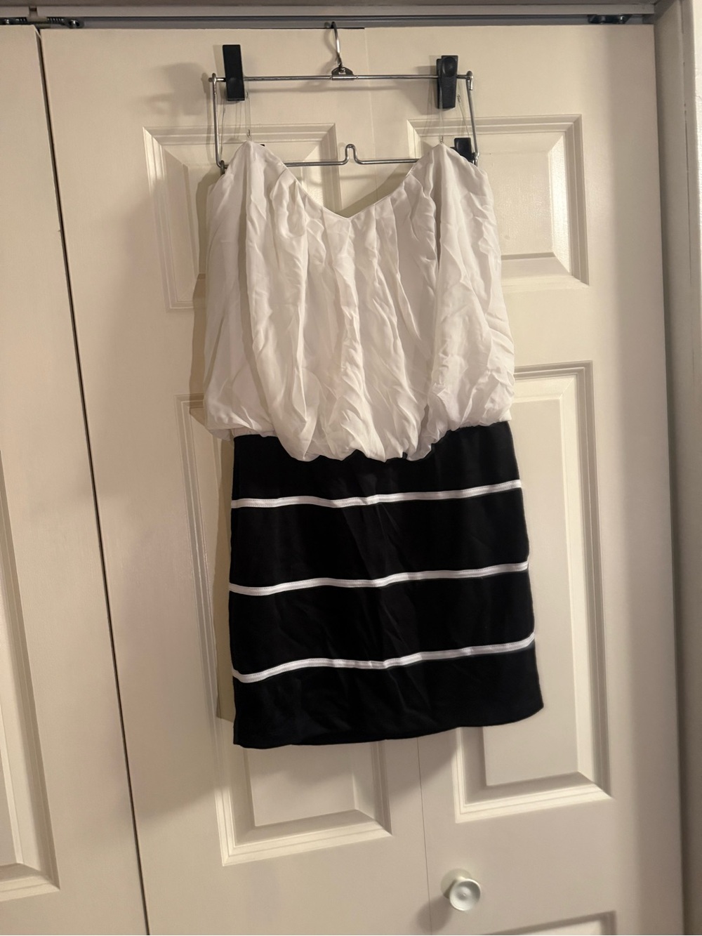 Trixxi White and Black Strapless Mini Dress